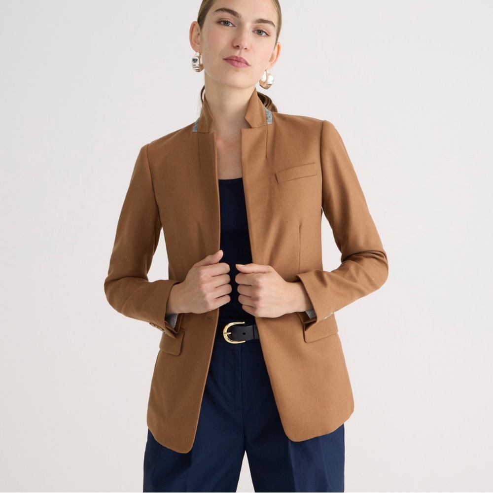 J. Crew Regent Wool Blazer Camel Tan Classic Preppy Style Size 6 Tall